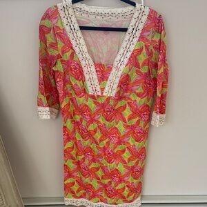Lilly Pulitzer Pastel Dress with Lace Detail, size small